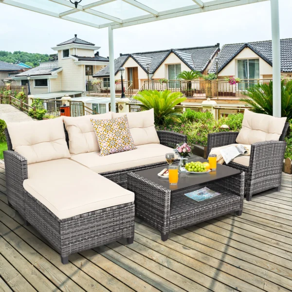 4PCS Patio Rattan Furniture
