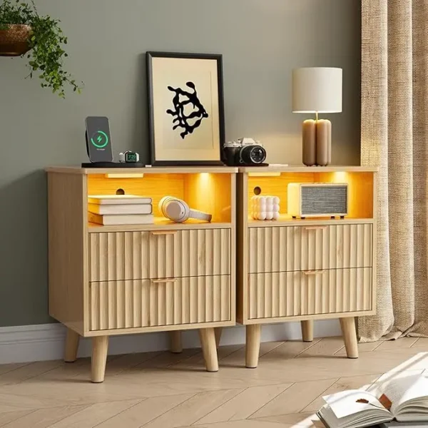 Fluted Nightstand Set