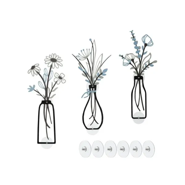 3-Piece Metal Flower Wall Art